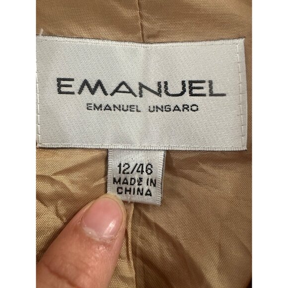 Emanuel Ungaro Safari Double Breasted Blazer Jacket Large Brown Equestrian Ridin - Picture 3 of 16